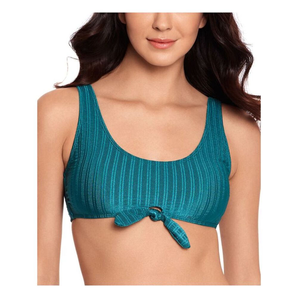 SALT + COVE Women's Green Stretch Bralette Bikini Top M